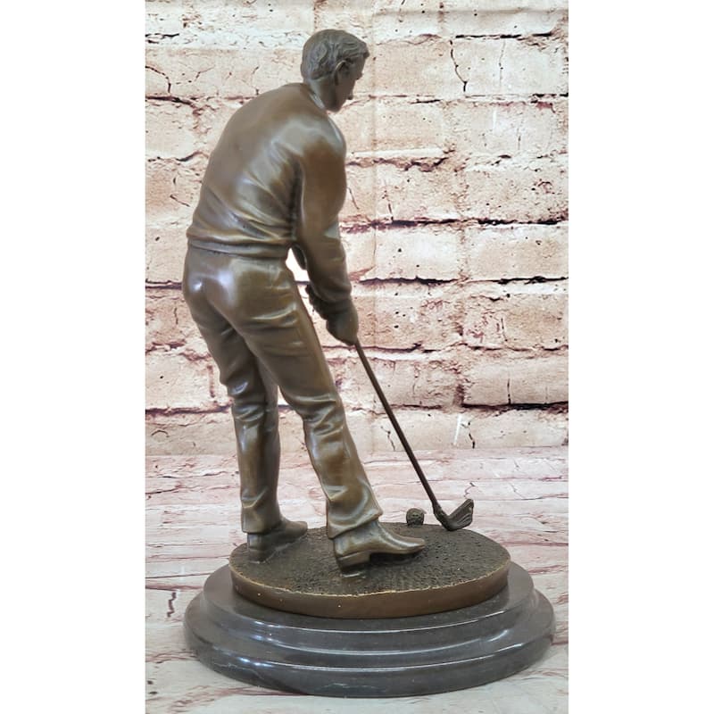 Golfer Playing Golf Bronze Marble Statue Club Trophy Tournament Pga Signed Art