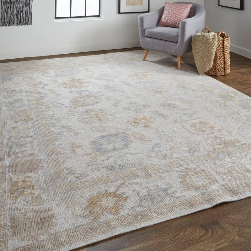 Tierney Eco Friendly PET Oushak Rug, Warm Gray/Tan, Area Rug