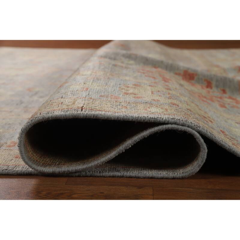 Hand Knotted Oriental 100% Wool Carpet Transitional All-Over Greys & Charcoal Oushak Area Rug - 11' 9'' X 8' 8''