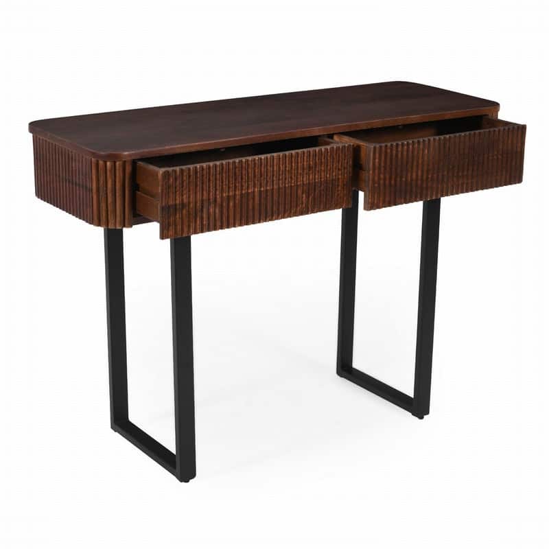 Solid Wood Entryway Table with Fluted Drawers Console Table with Storage Solutions
