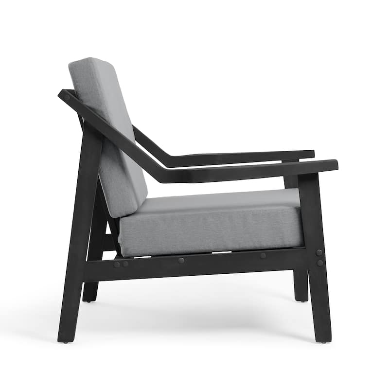 Set of 2 Outdoor Teak Wood Patio Chair with Cushion