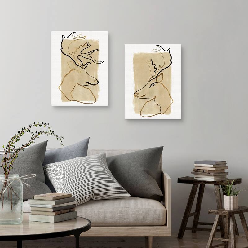 Antlers I, Antlers II by Eva Watts Canvas Art Prints
