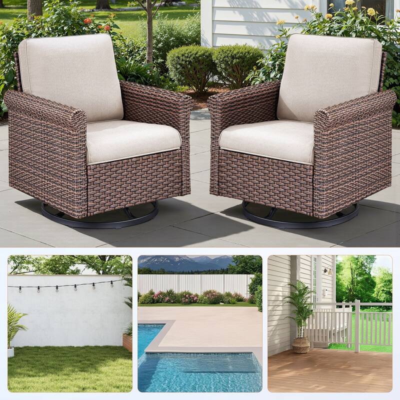 Pocassy Outdoor Sofa Swivel Chairs Patio Chair Funiture Set