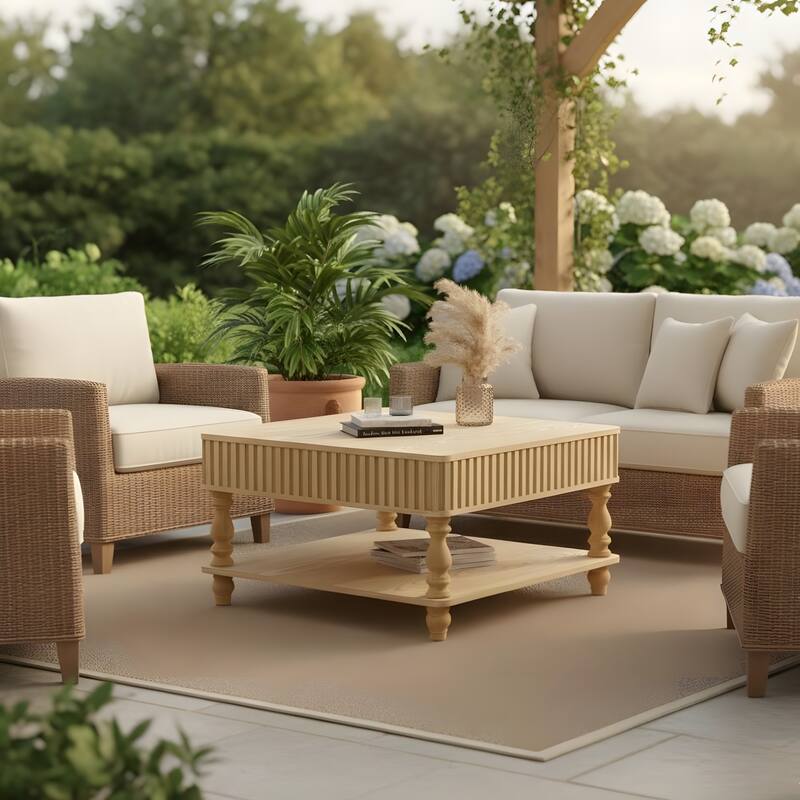 Rustic Style Lift-Top Coffee Table with Hidden & Open Storage