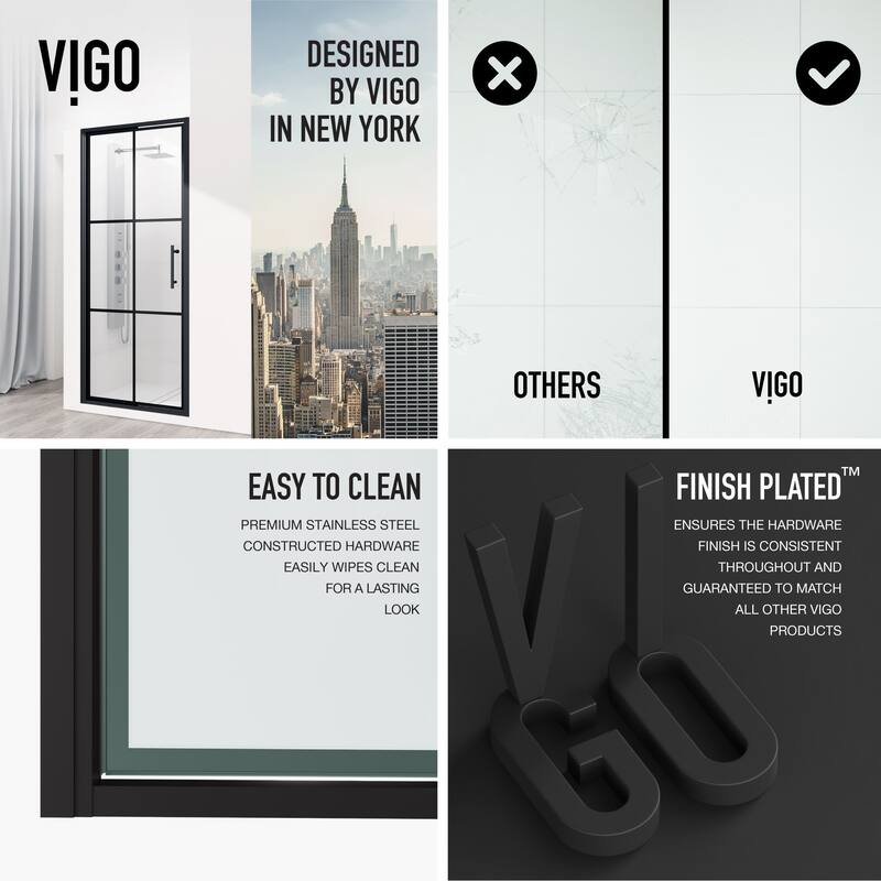Vigo VG6079GCL3276 Astoria 76" High x 32" Wide Pivot Framed Shower