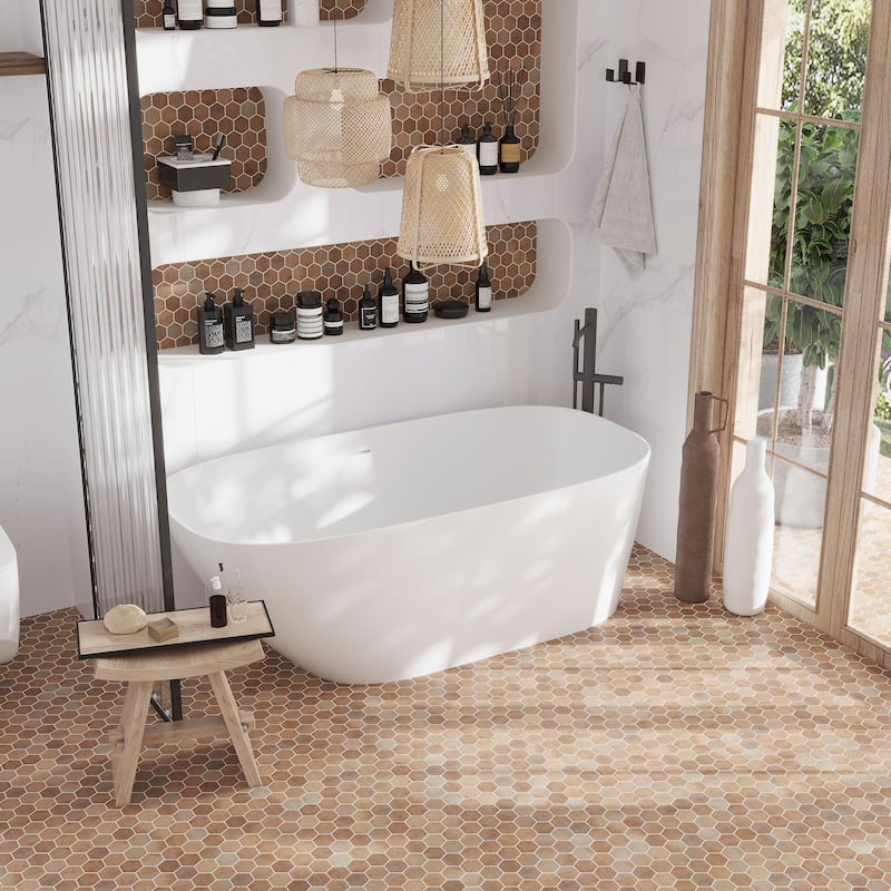 Lucenza 12x12 in. Matte Recycled Glass Hexagon Mosaic Wall and Floor Tile (5.28 sq ft/case, 6-Pack) - Taupe