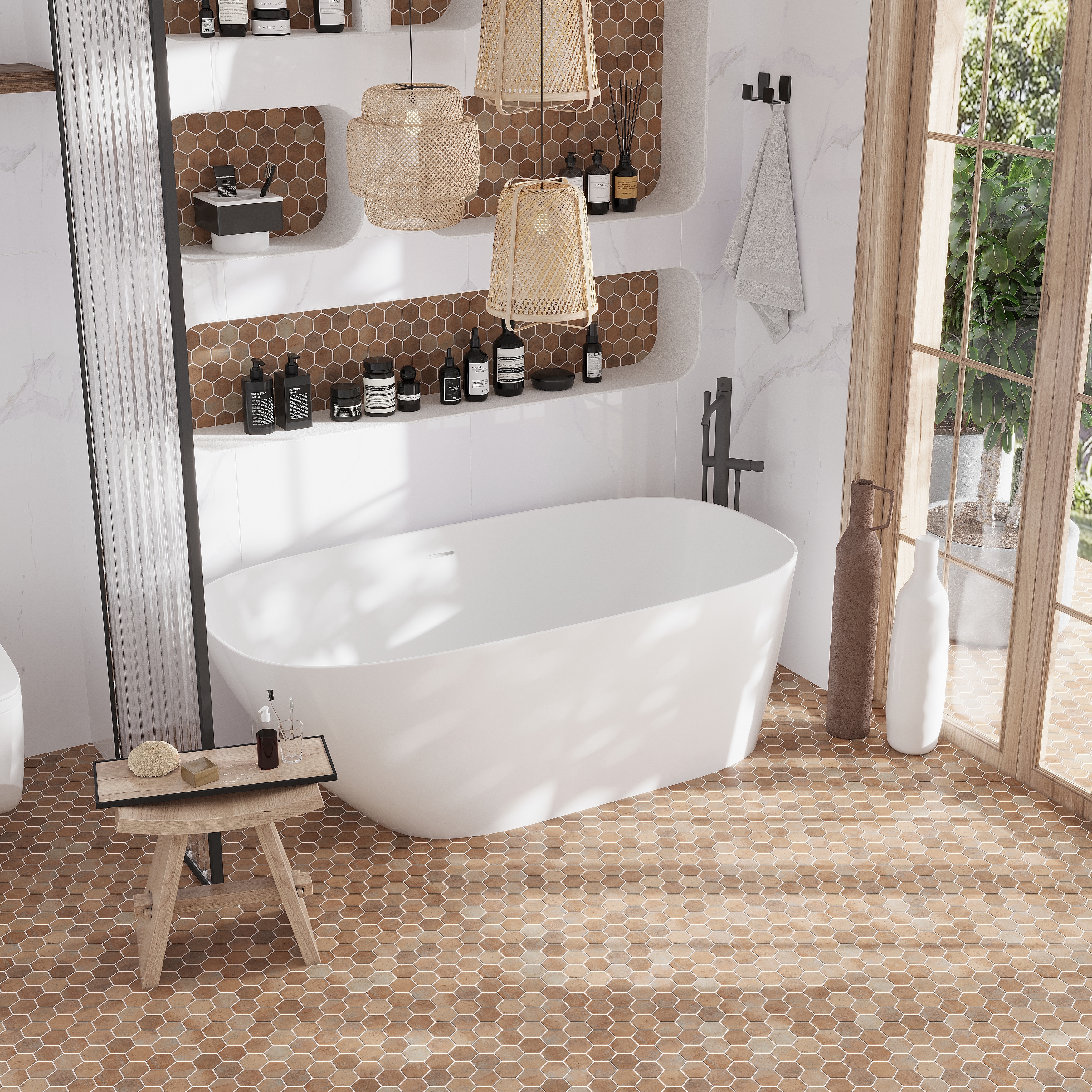 Lucenza 11x11 in. Matte Recycled Glass Hexagon Mosaic Wall and Floor Tile (5.28 sq ft/case, 6-Pack)