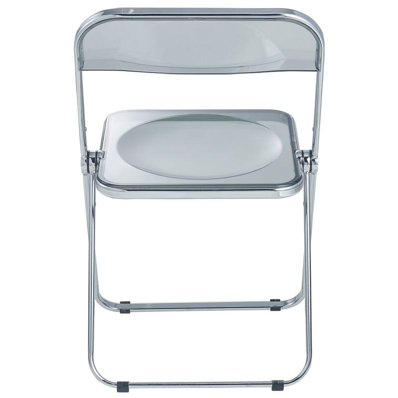 Lawrence Modern Foldable Acrylic Chrome Frame Folding Chair with Non-Slip Rubber Feet
