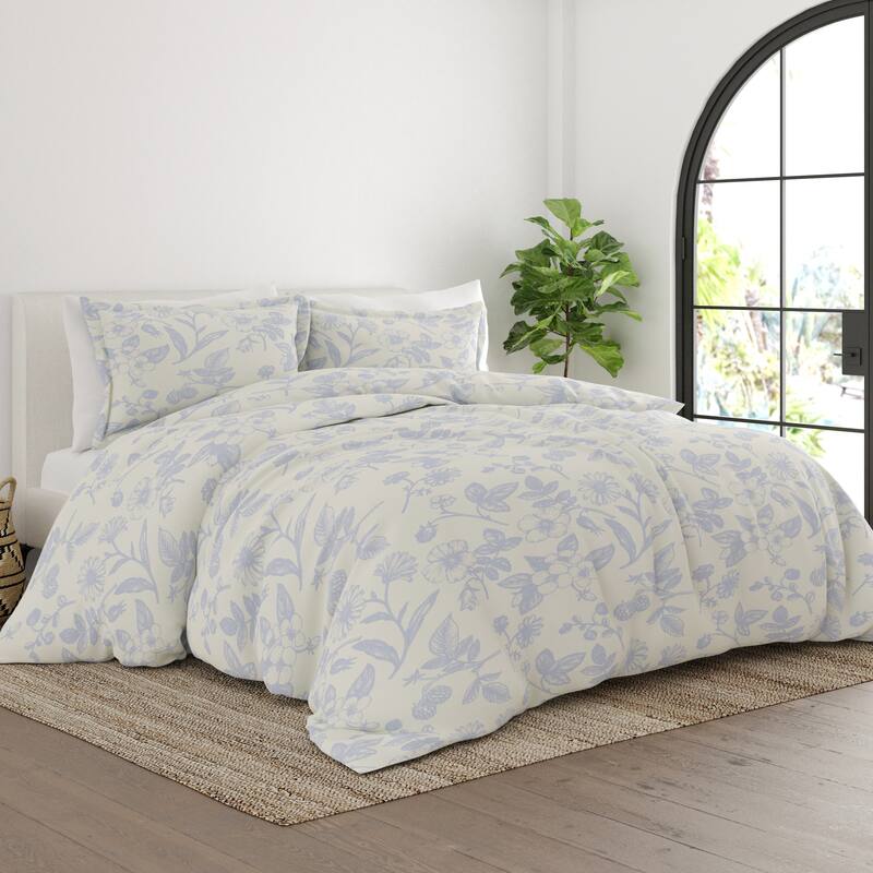 Simply Soft Oversized Garden Pattern 3 Piece Duvet Cover Set