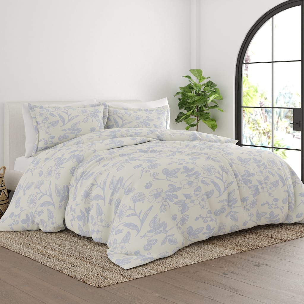 Simply Soft Oversized Garden Pattern 3 Piece Duvet Cover Set