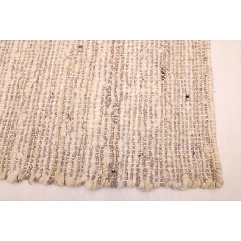 ECARPETGALLERY Braid weave Sienna Cream, Taupe Wool Kilim - 8'5 x 10'0