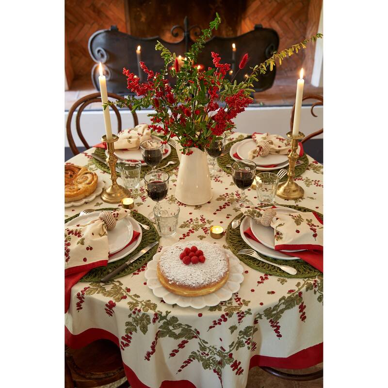 Gooseberry Square Red/ Green Cotton Tablecloth