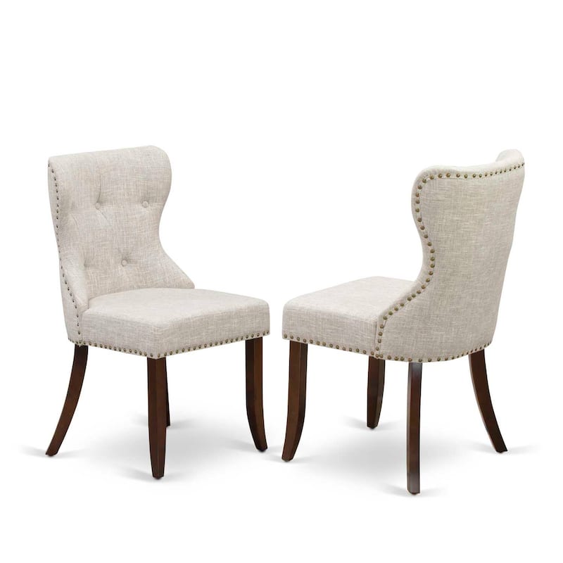 Vintage Kitchen Dinette Set - 2 Fabric Chairs & Butterfly Leaf Table - Mahogany Finish