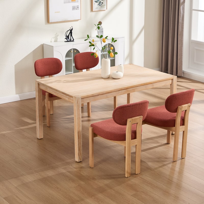 Wooden Dining Chairs Set of 2, Modern Fabric Upholstered Dining Room Chair Kitchen Chairs, Farmhouse Dinner Chair for Kitchen