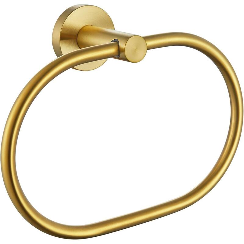 (Brushed Gold) Angle Simple Towel Ring, 304 Stainless Steel Bathroom Rotating Towel Rack - Gold