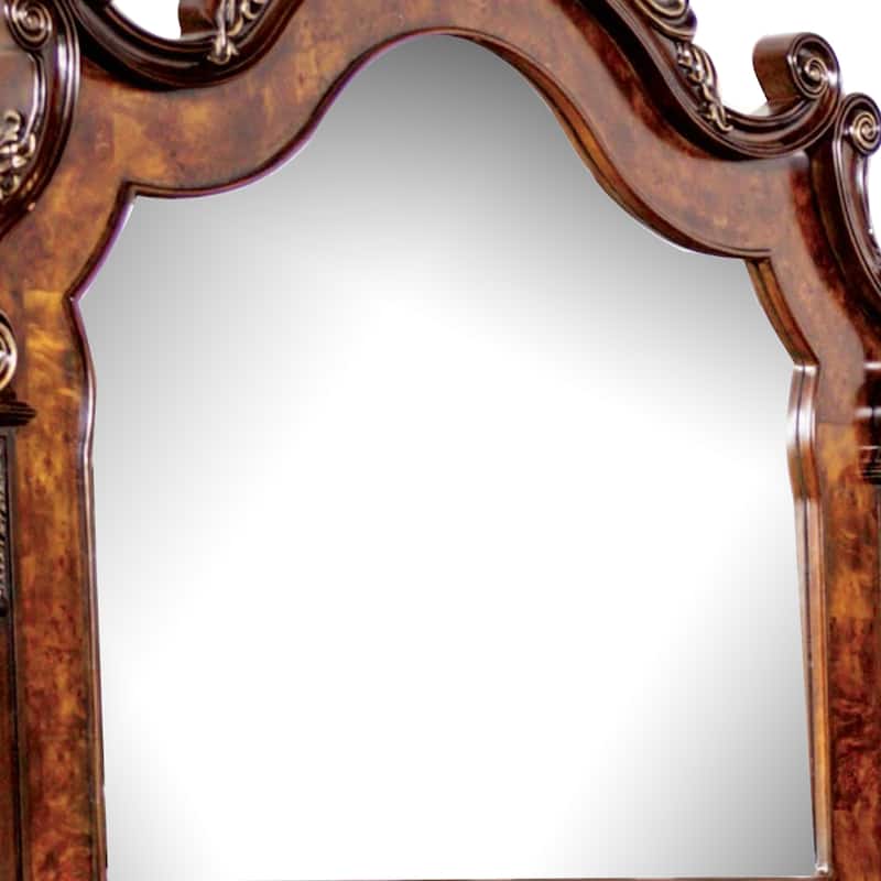 Iliana Dresser Mirror, Beveled Glass, Ornate Oak and Dark Cherry Brown, 48x54 - Cherry Brown, Oak Brown, Gold