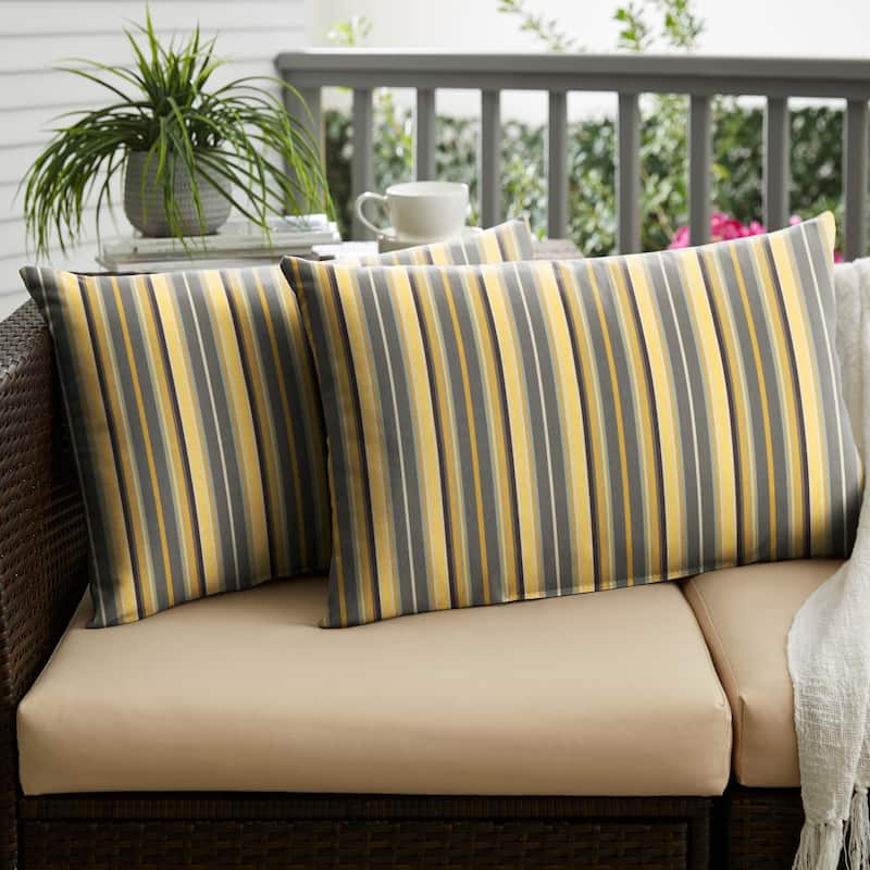 Sunbrella Foster Metallic Indoor/Outdoor Knife Edge Pillow (Set of 2) - 16 in H x 26 in W