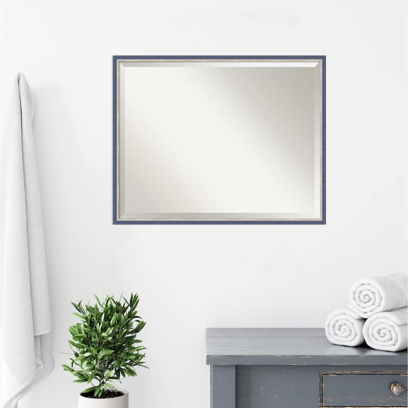 Theo Narrow Beveled Wood Framed Bathroom Vanity Wall Mirror