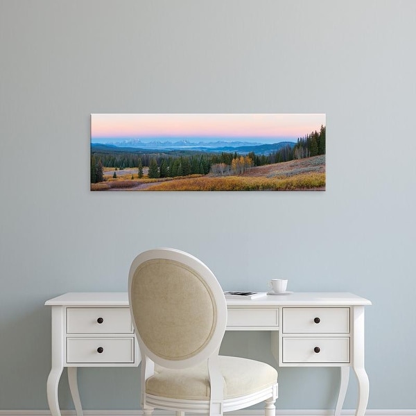 Easy Art Prints Panoramic Image 'Mountains, Togwotee Pass, Teton Range, Grand Teton National Park, Wyoming' Canvas Art