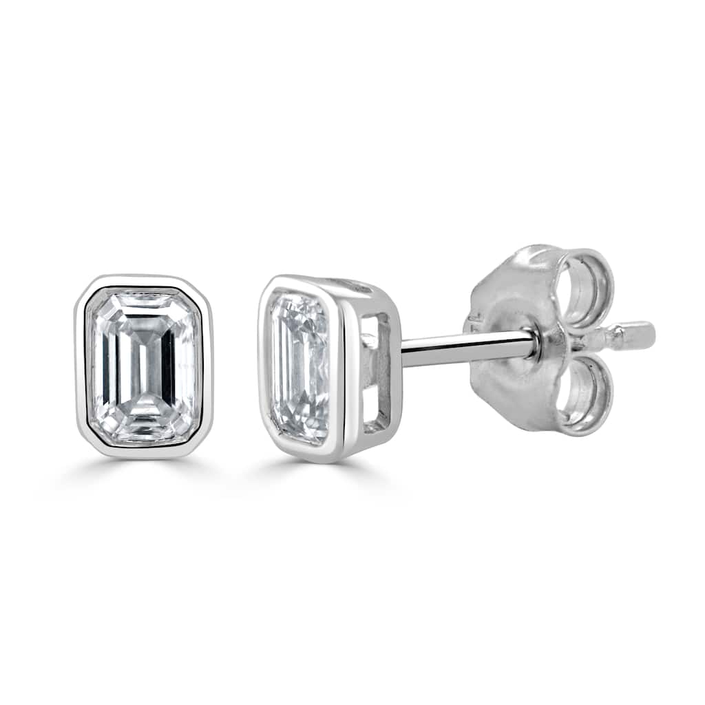 Joelle Collection Diamond Emerald Cut Stud Earrings 1/2 cttw 14K Gold