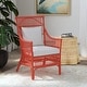 preview thumbnail 24 of 28, Rattan Slat Back Cushioned Arm Dining Accent Chair by East at Main - 24x25.5x39.25 Orange
