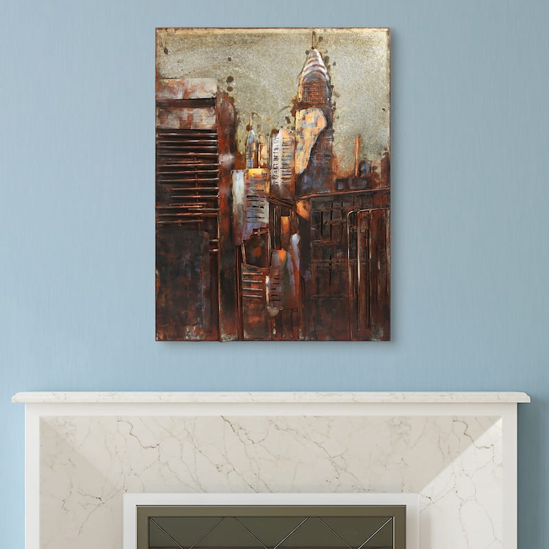 "The Chrysler Building" Mixed Media Iron Hand Painted Dimensional Wall Art