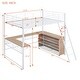 preview thumbnail 24 of 22, Metal Full Size Loft Bed with L-shaped Desk and Shelves