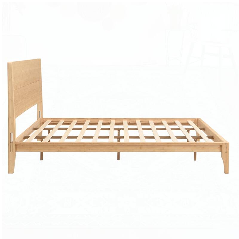 Bamboo Wood Platform Bed with Wood Slat Support