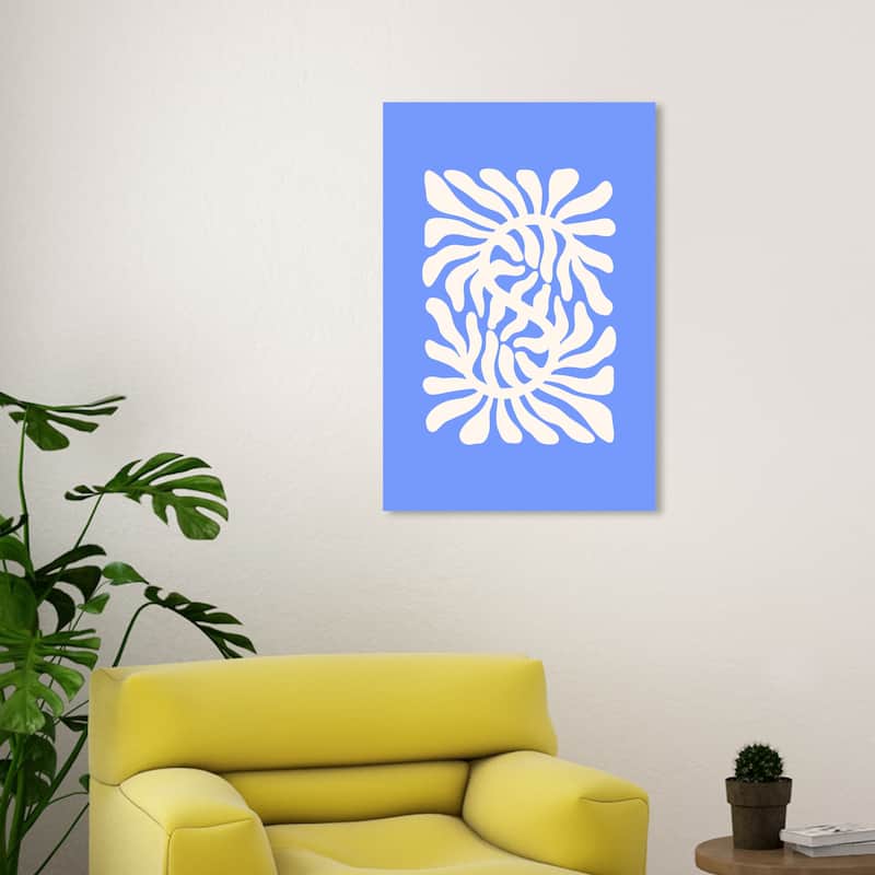 Wynwood Studio Canvas Abstract Cool Fern Blue and Violet Blue Modern & Contemporary Wall Art Canvas Print