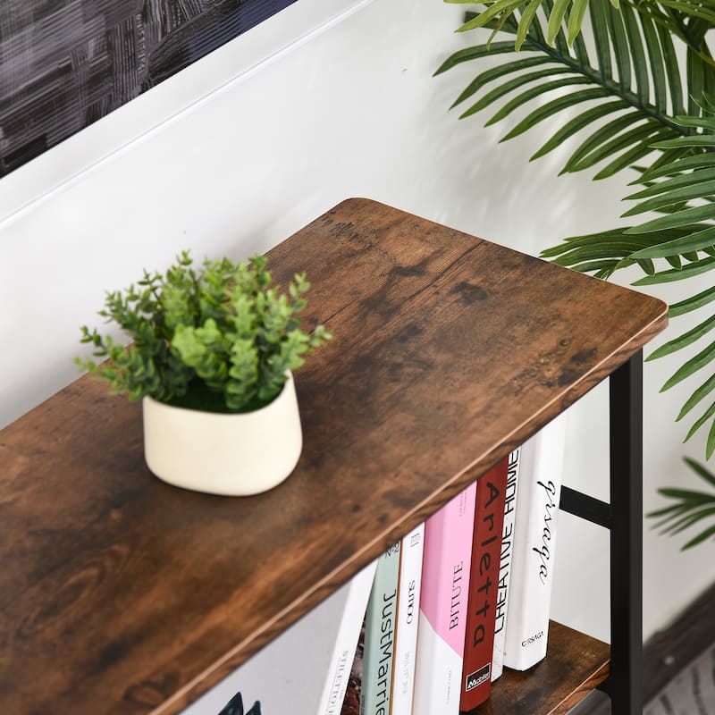 Brown-Black Particleboard Industrial 3-Tier Shelf with Steel Frame - 39.25"W x 12.5"D x 36.25"H