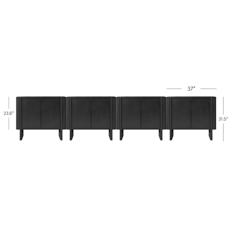 Solace Mid Century Modern Cabinet, Storage Accent Cabinet or TV Stand with Doors, Solid Wood Legs and Adjustable Shelf
