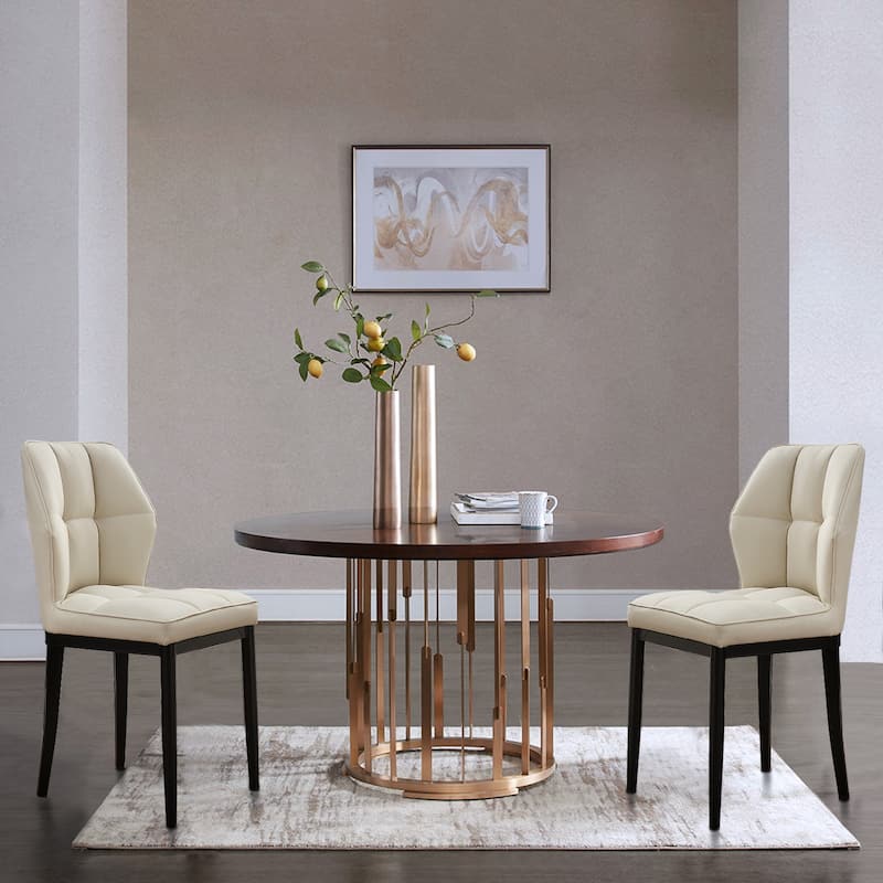 Checkered Faux Leather Upholstered Dining Chairs, Set of 2/4 - 33.7"H x 17.4"W x 17.4"D