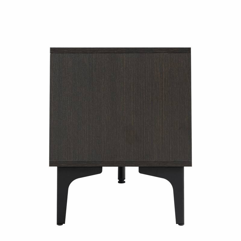 TV Console with LED Remote Control Lights, UV Bloom Drawer Panel, and Ferrous Legs