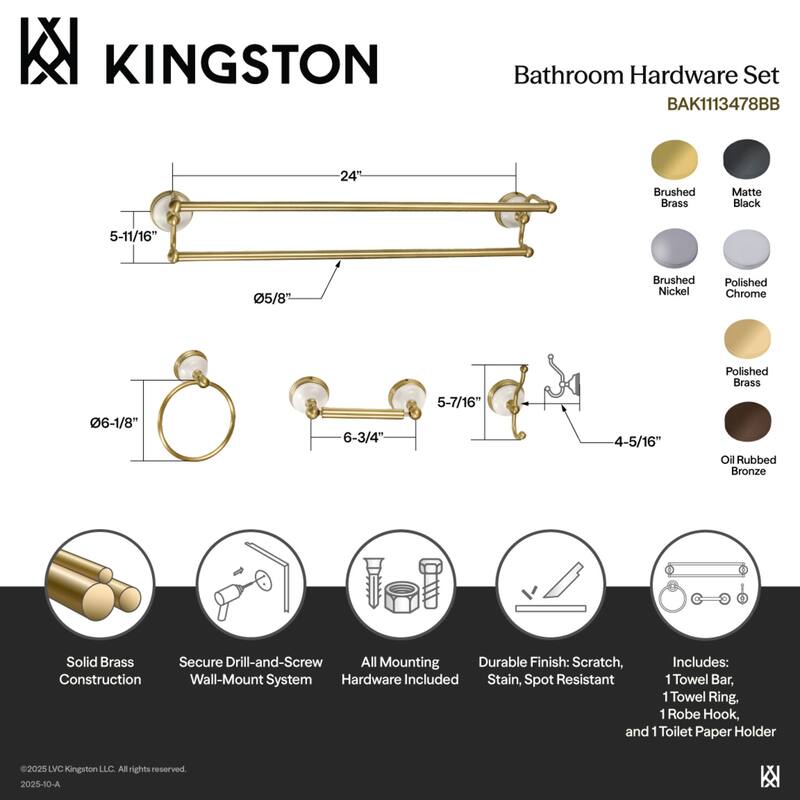 Victorian 4-Pieces Dual Towel Bar Bathroom Hardware Set