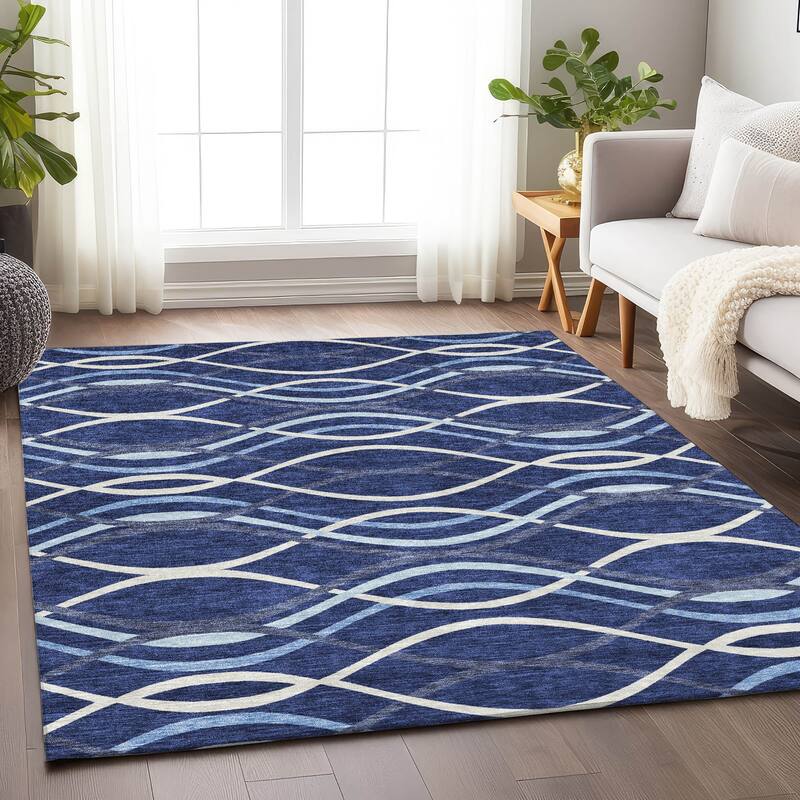 Premium Washable Super Soft Contemporary Dickerson Mayfield Rug - Navy - 3' x 5'