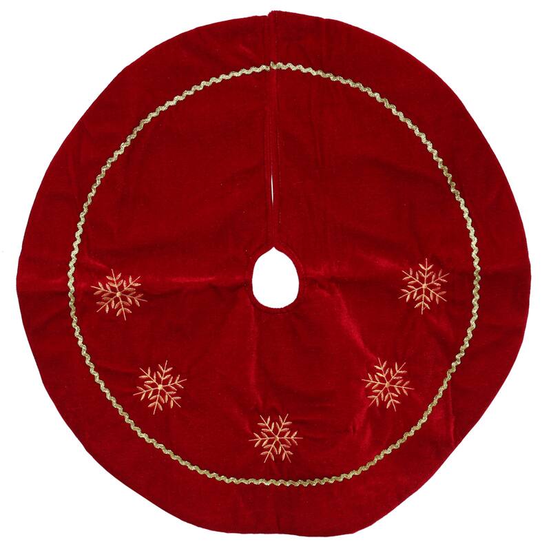Snowflakes Christmas Tree Skirt - 24" - Red and Gold