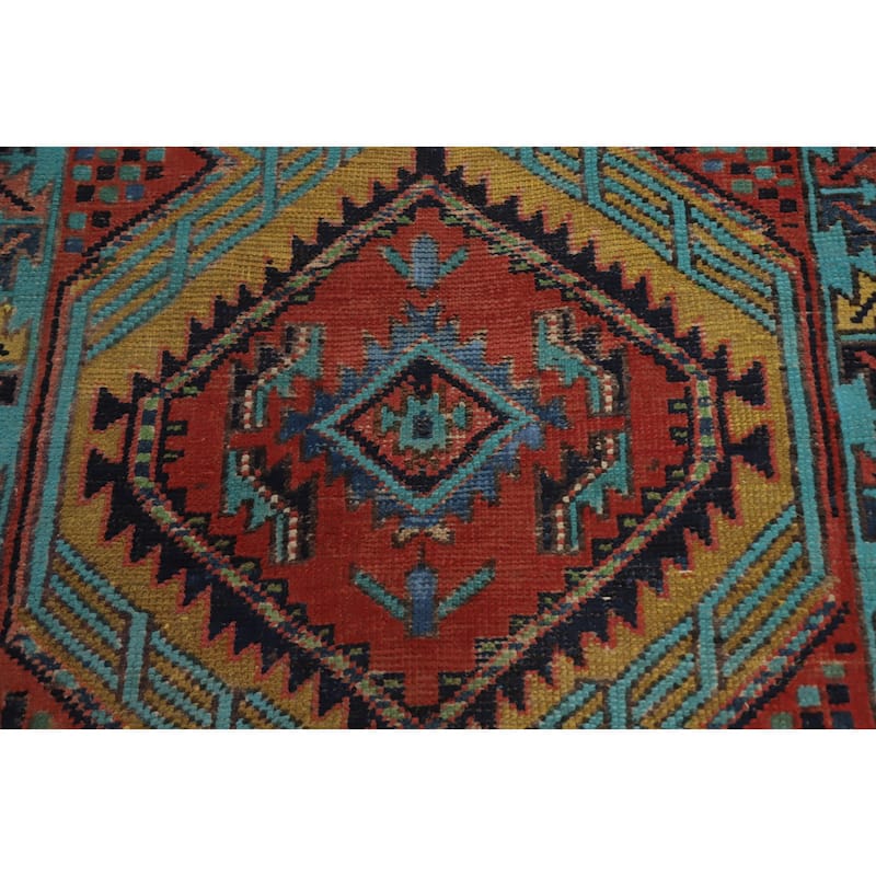 Hand Knotted Oriental 100% Wool Carpet Traditional Tribal Oranges & Rust Ardebil Runner Rug - 9' 5'' X 3' 1''
