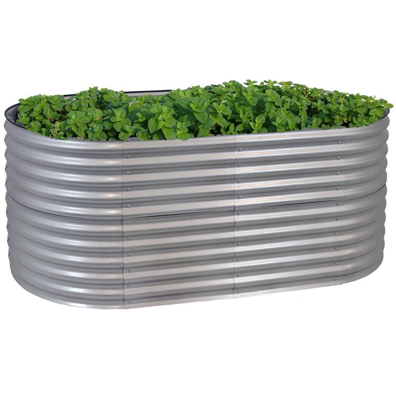 Sunnydaze Stackable Galvalume Steel Raised Garden Bed - 79" Oval