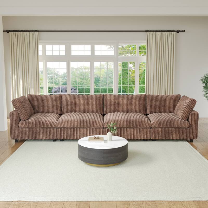 157.48" Soft Plush Modular Sectional Sofa 4-Seater Upholstered Living Room Couch