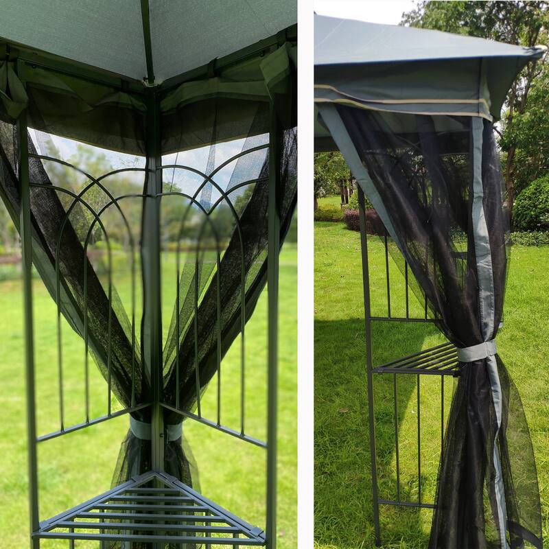 10' X 10' Steel Polyester Soft-Top Double Roof Outdoor Canopy Gazebo