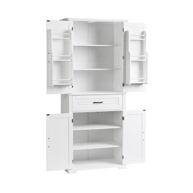 Tall Bathroom Storage Cabinet with Drawer and Adjustable Shelf, Waterproof Pantry Cabinet with Door Racks