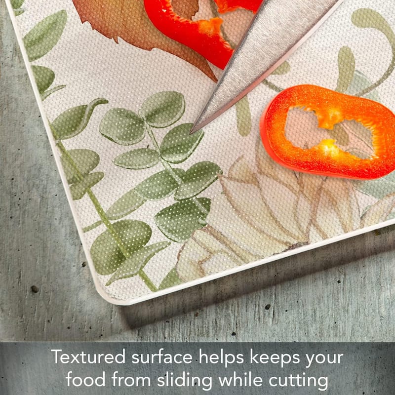 Farmhouse Fall Decorative 3mm Heat Tolerant Tempered Glass Cutting Board 15" x 12" Manufactured in the USA Dishwasher Safe