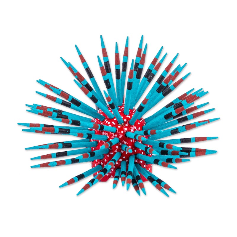 Novica Handmade Cute Porcupine In Strawberry Wood Alebrije Figurine