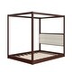 preview thumbnail 9 of 7, Queen Size Wooden Canopy Platform Bed with Upholstered Headboard