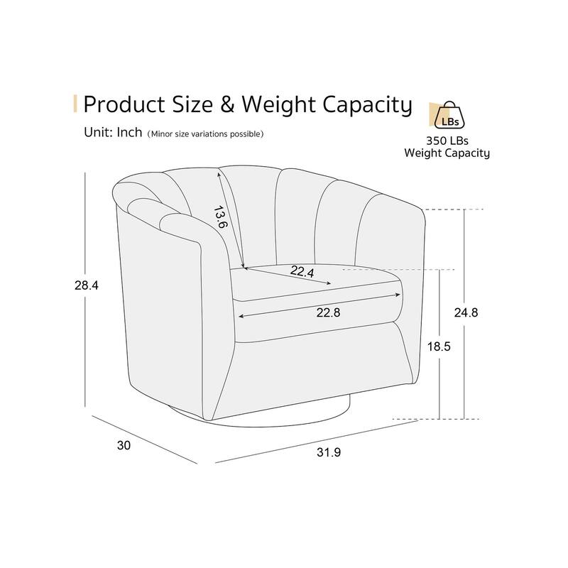 Fabric 360°Swivel Accent Chair