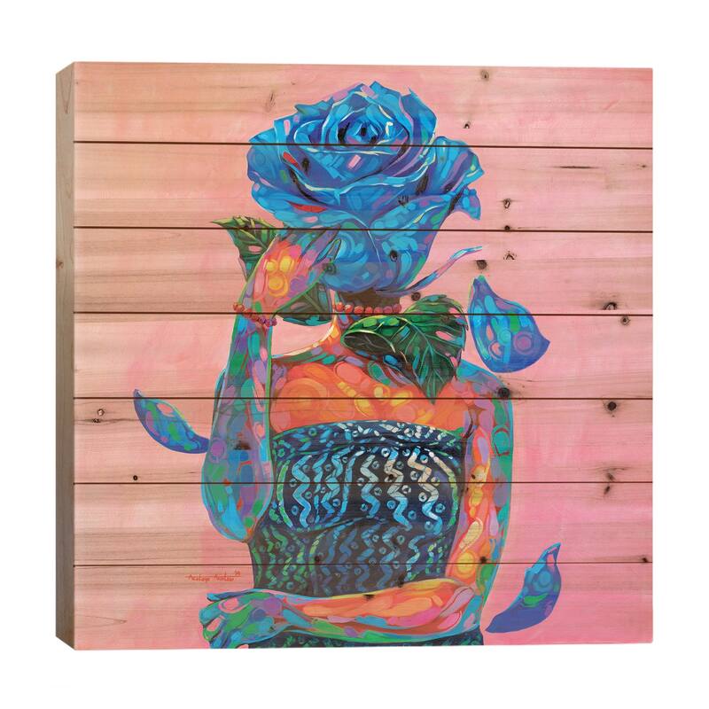 Lady Blue Print On Wood by Akintayo Akintobi - Multi-Color - 26x26x1.5