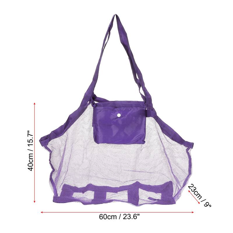 Mesh Beach Bag, Large Sand Backpack Sea Shell Tote Bags, Purple
