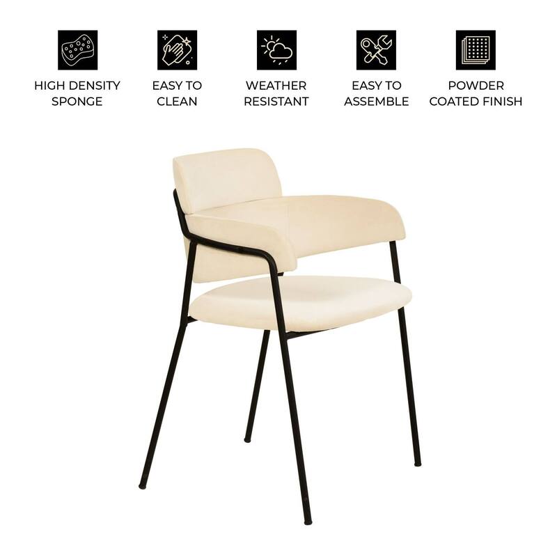 LeisureMod Set of 2 Axis Upholstered Dining Chairs with Black Stainless Steel Legs, Modern Side Chair for Kitchen Home Office