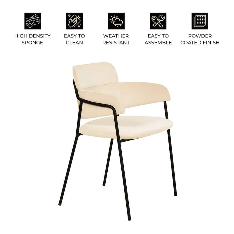 LeisureMod Set of 4 Axis Upholstered Dining Chairs with Curved Backrest, Contemporary Accent Side Chair for Home Office Bedroom