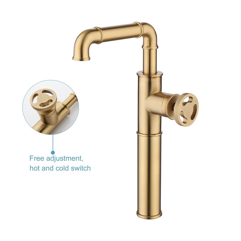 Industrial-style Bathroom Vessel Faucet Single Hole Black with Premium Single Handle